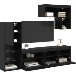 vidaXL Meubles TV muraux 6 pcs Chêne noir Bois d'ingénierie