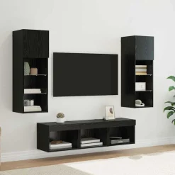 vidaXL Meubles TV muraux 5 pcs Chêne noir Bois d'ingénierie