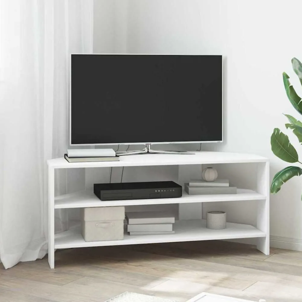 Meubles Tv-vidaXL MeubleTVd'Angle 102x40,5x45cm Bois d'ingénierie Blanc