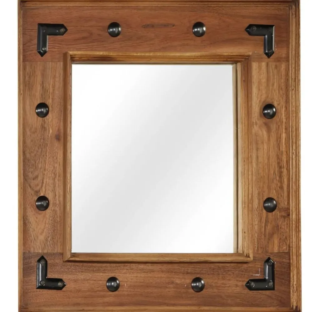 vidaXL Miroir Bois d'acacia massif 50 x 50 cm
