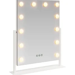 vidaXL Miroir de Coiffure LED Blanc 44 x 10 x 53 cm Verre et acier
