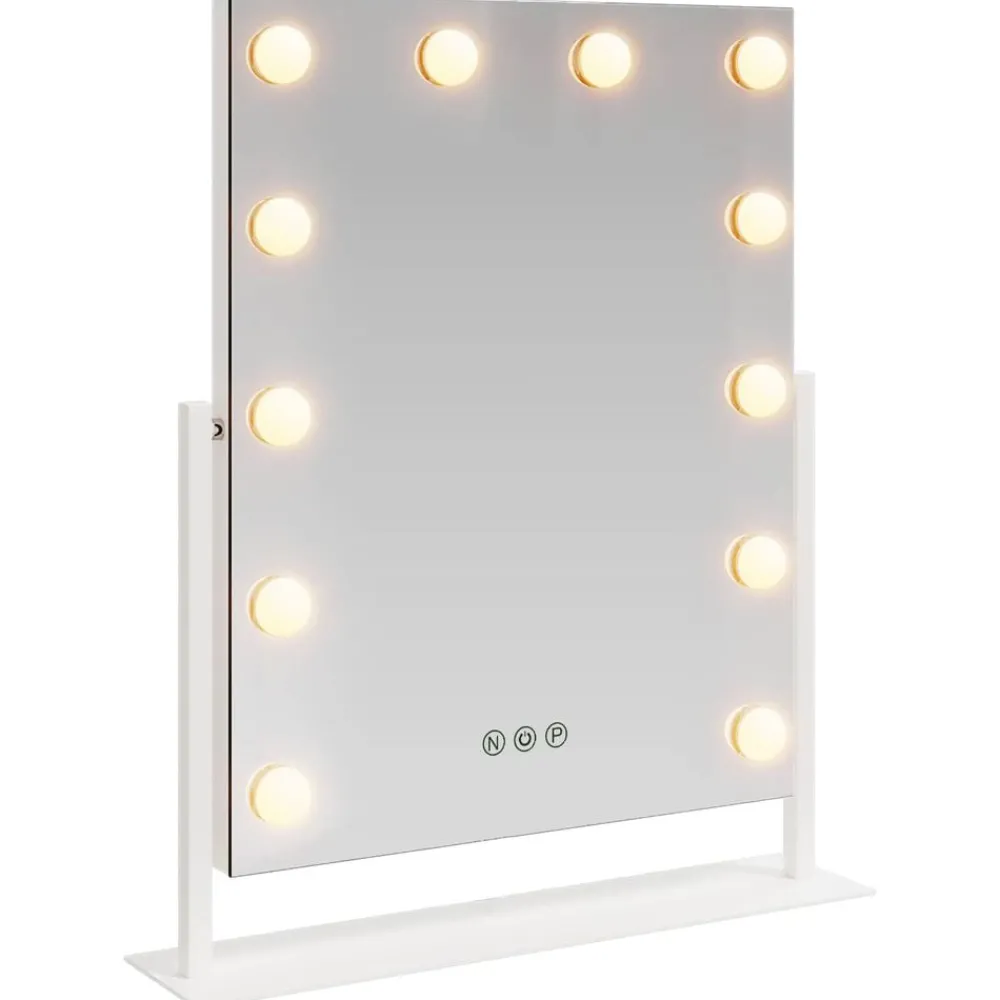 vidaXL Miroir de Coiffure LED Blanc 44 x 10 x 53 cm Verre et acier