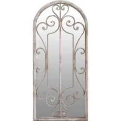 Décorations-vidaXL Miroir de jardin Sable 100x45cm Fer pour utilisation extérieure Couleur sable