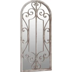 Décorations-vidaXL Miroir de jardin Sable 100x45cm Fer pour utilisation extérieure Couleur sable