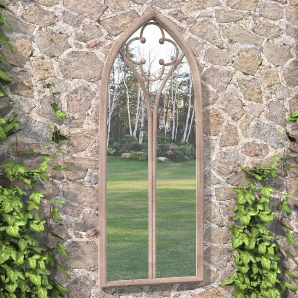vidaXL Miroir de jardin Sable 100x45cm Fer pour utilisation extérieure