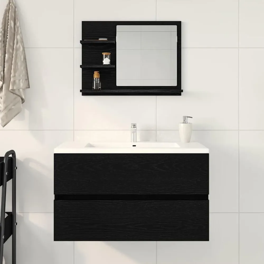 vidaXL Miroir de salle de bain chêne noir 60x10,5x45cm bois ingénierie