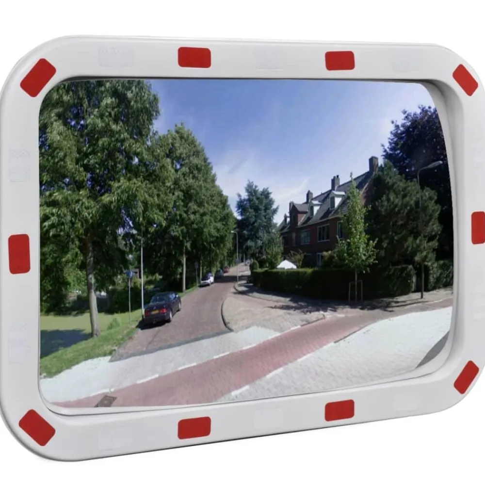 Signalétique-vidaXL Miroir de trafic convexe rectangulaire 40x60cm avec réflecteurs