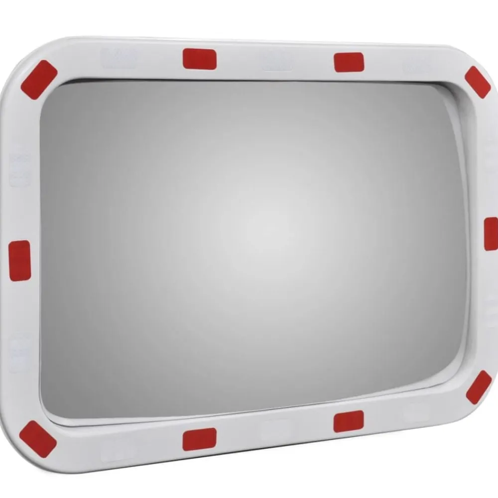 Signalétique-vidaXL Miroir de trafic convexe rectangulaire 40x60cm avec réflecteurs