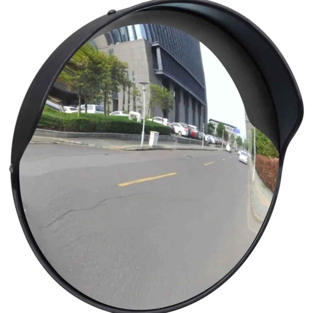 Signalétique-vidaXL Miroir de trafic convexe d'extérieur Plastique PC 30 cm Noir