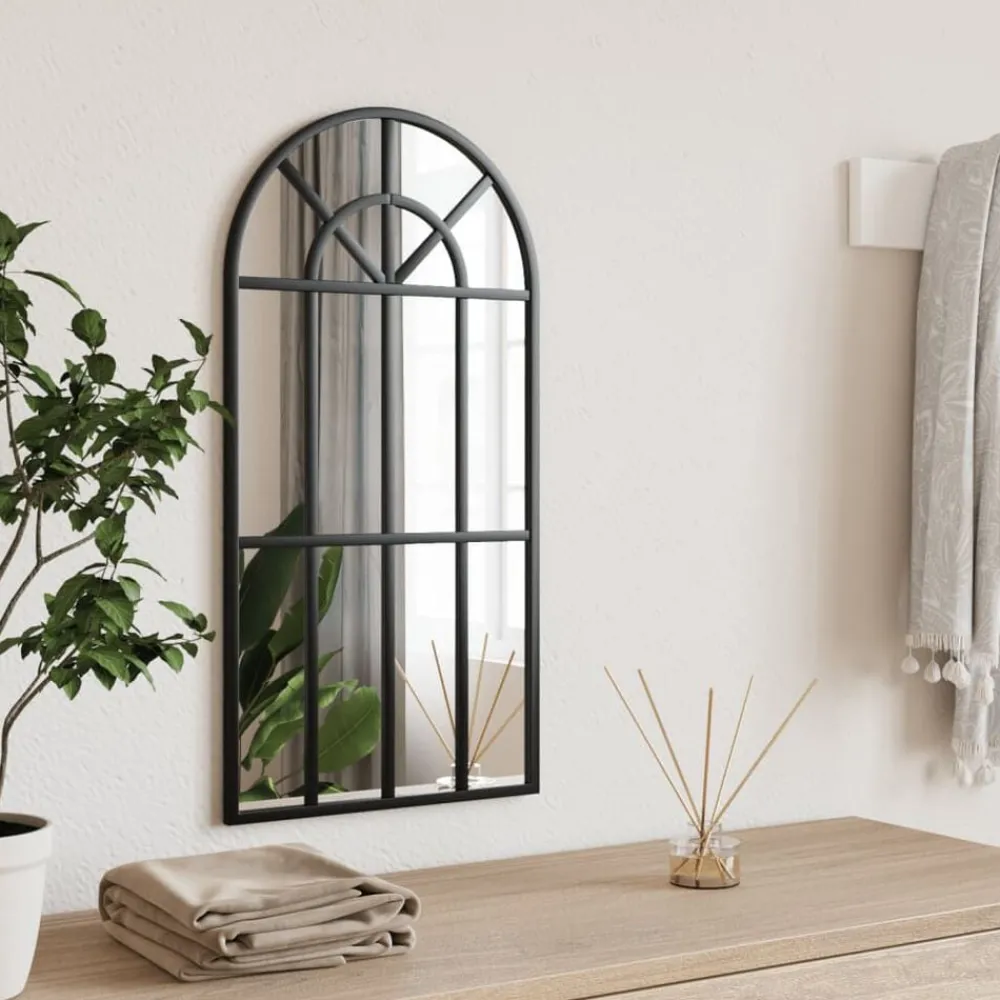 vidaXL Miroir mural noir 30x60 cm arche fer
