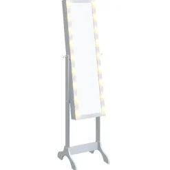 Décorations-vidaXL Miroir sur pied avec LED 34x37x146 cm Blanc