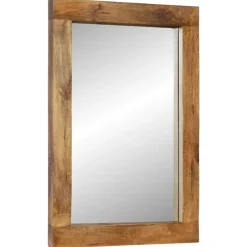 vidaXL Miroir 70x50 cm bois de manguier massif et verre
