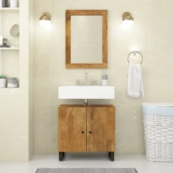 vidaXL Miroir 70x50 cm bois de manguier massif et verre