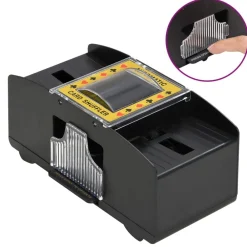 vidaXL Mélangeur de cartes automatique noir 2 jeux