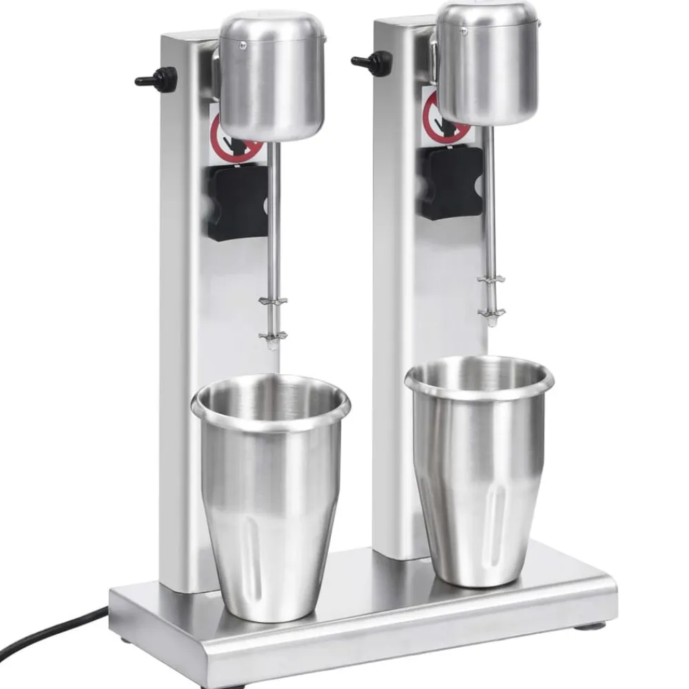 vidaXL Mélangeur de milkshake avec deux coupelles Acier inoxydable 2 L