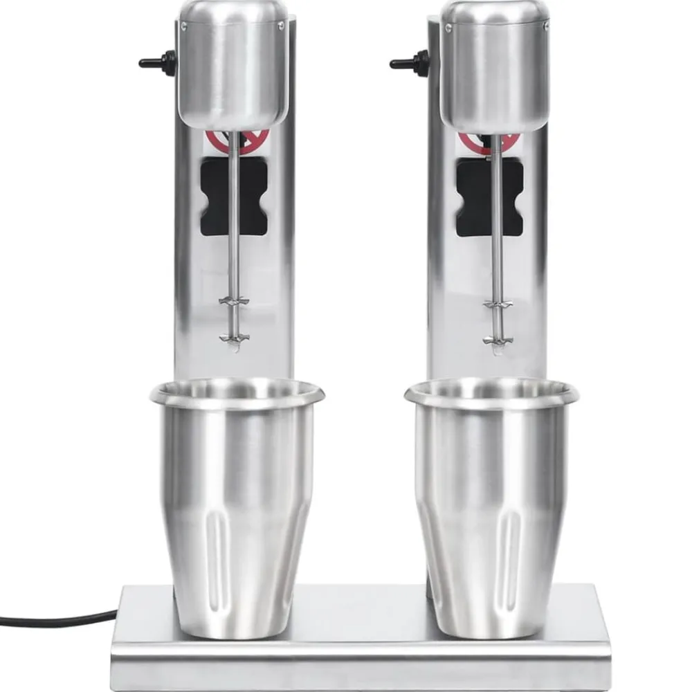 vidaXL Mélangeur de milkshake avec deux coupelles Acier inoxydable 2 L