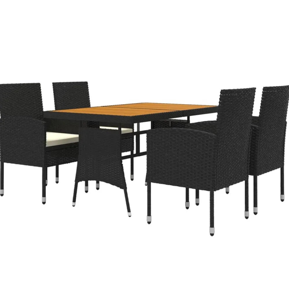 vidaXL Mobilier à dîner d'extérieur 5 pcs Résine tressée Noir