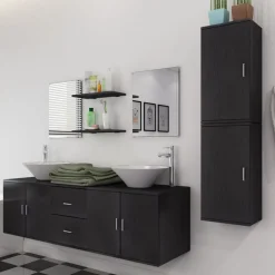vidaXL Mobilier de salle de bain avec lavabo 9 pcs