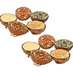 Articles Pour Animaux De Compagnie-vidaXL Moitiés de noix de coco de nourriture d'oiseaux 10 pcs 290 g