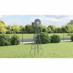 Consommables De Construction-vidaXL Moulin à vent Gris 84 x 68 x 245 cm Fer