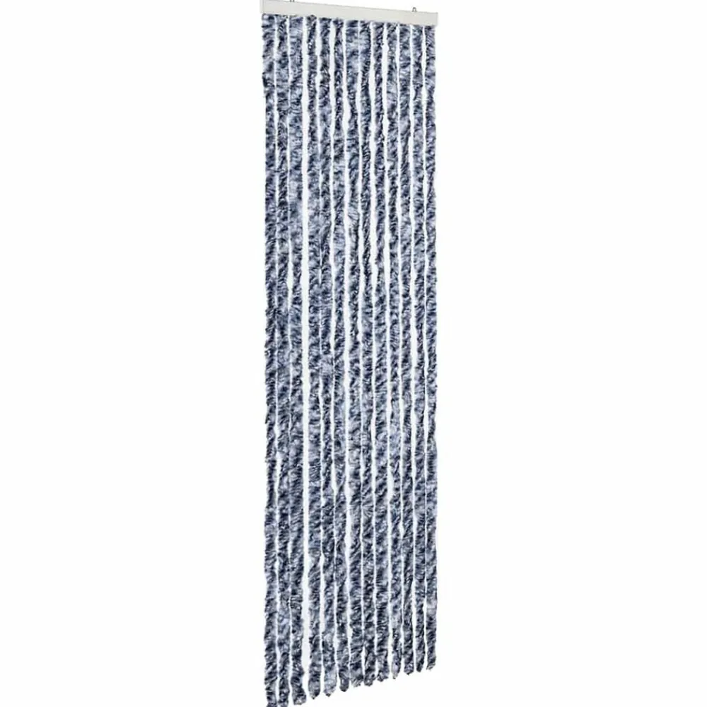 Décorations-vidaXL Moustiquaire Bleu blanc et argenté 56x185 cm Chenille Bleu et blanc