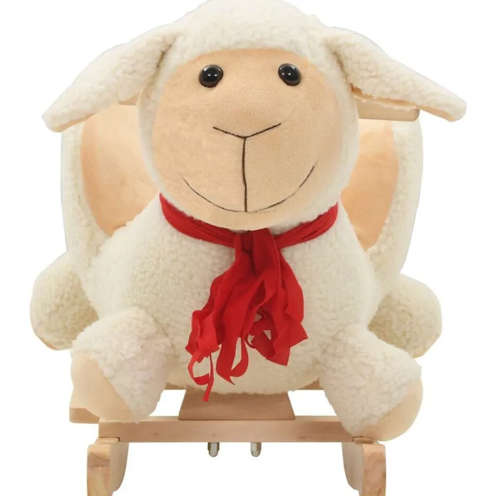 Jouets-vidaXL Mouton à bascule avec dossier Peluche 60x32x50 cm Blanc