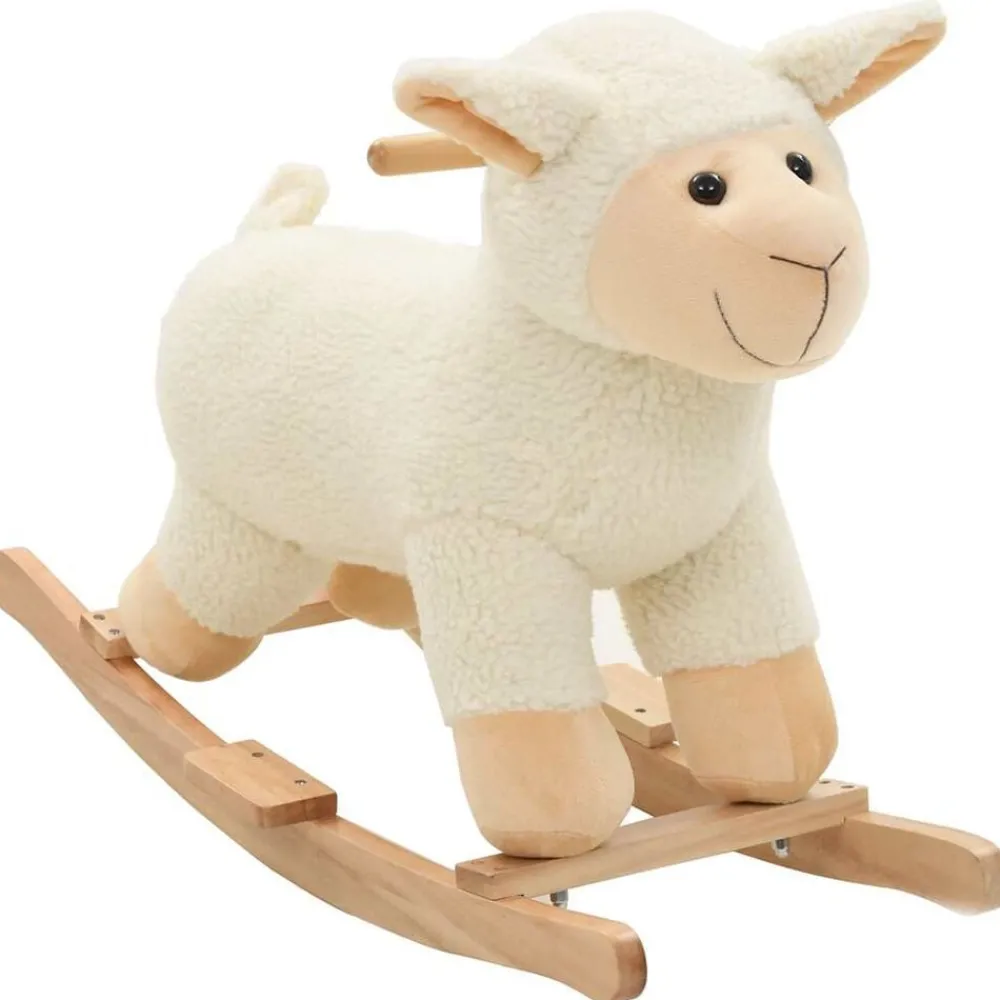 vidaXL Mouton à bascule Peluche 78x34x58 cm Blanc