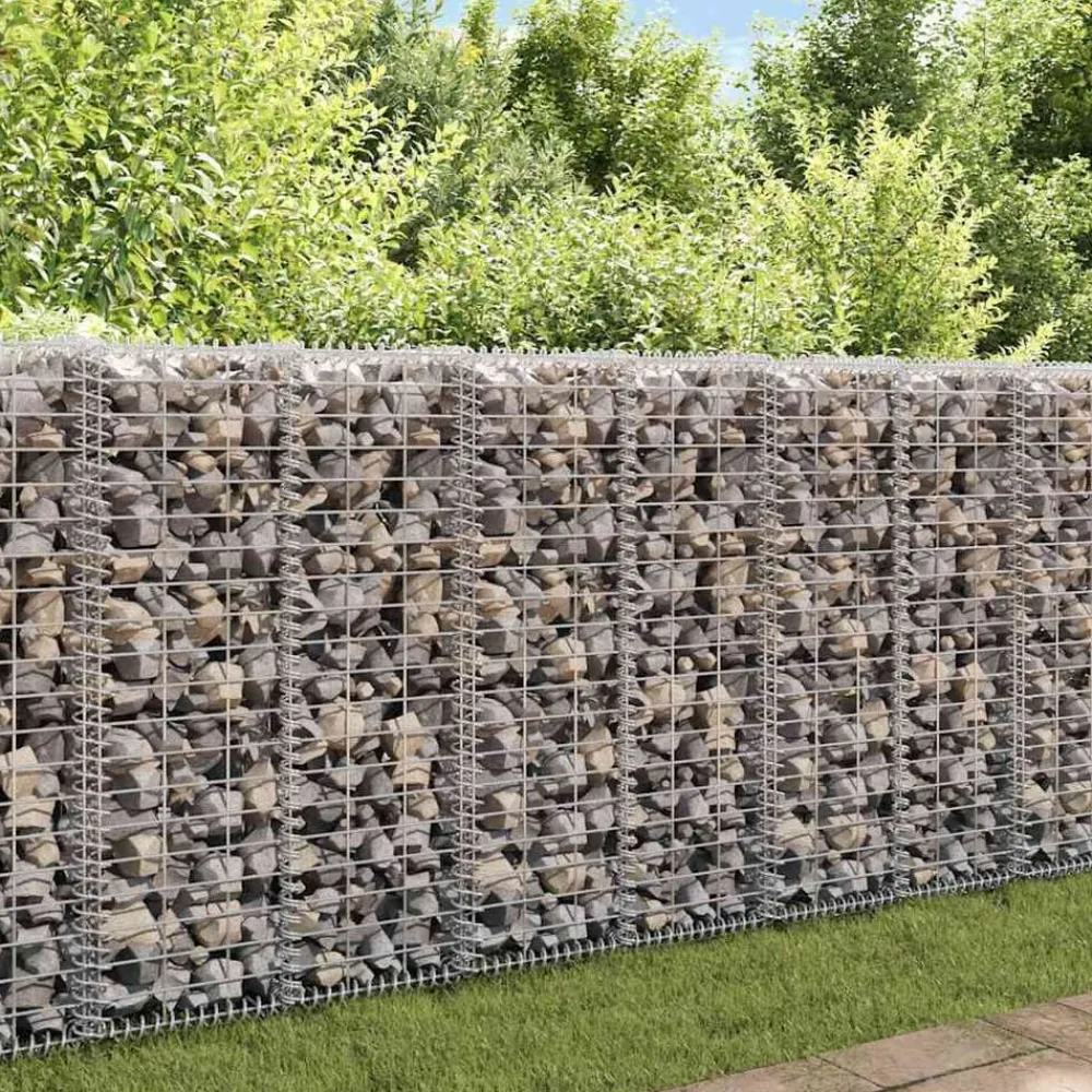 vidaXL Mur à gabion avec couvercles Acier galvanisé 20x20x100 cm