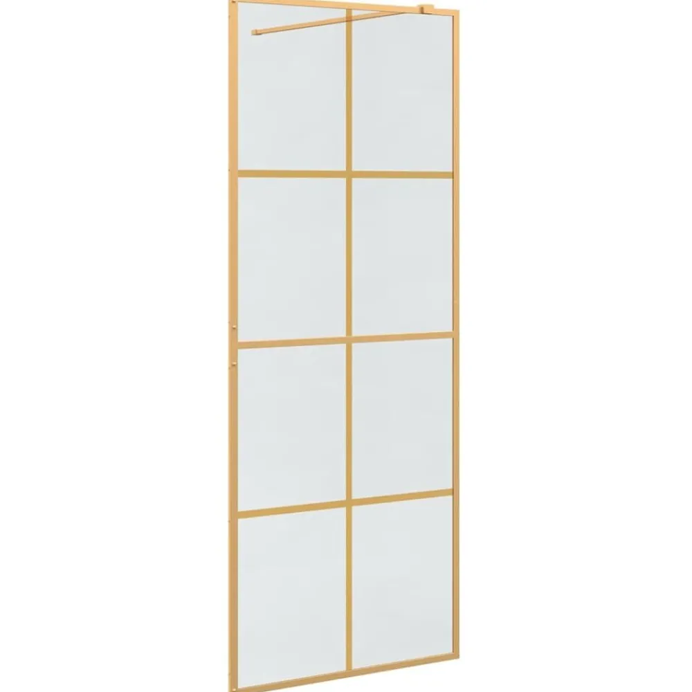 Plomberie-vidaXL Mur de Douche à L'Italienne 80 x 195 cm verre trempé Doré
