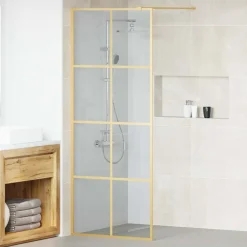 Plomberie-vidaXL Mur de Douche à L'Italienne 80 x 195 cm verre trempé Doré