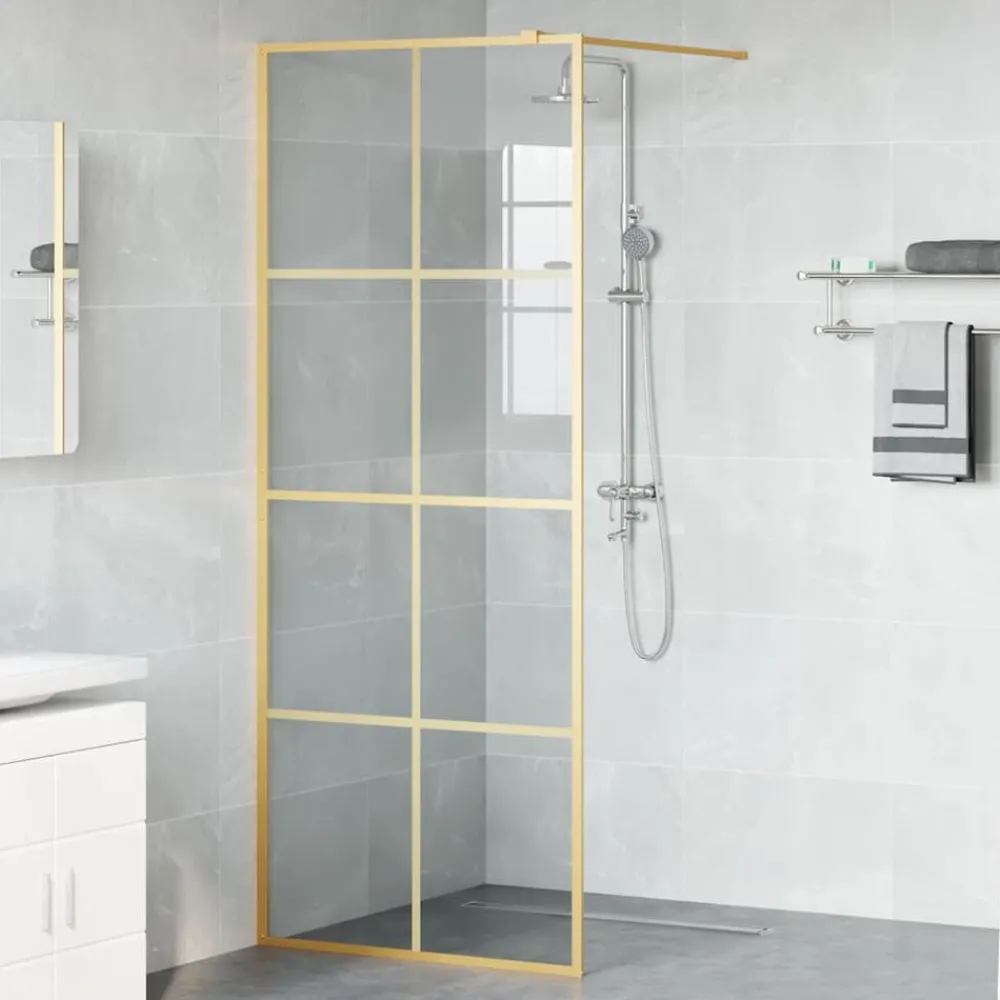 Plomberie-vidaXL Mur de Douche à L'Italienne 80 x 195 cm verre trempé Doré