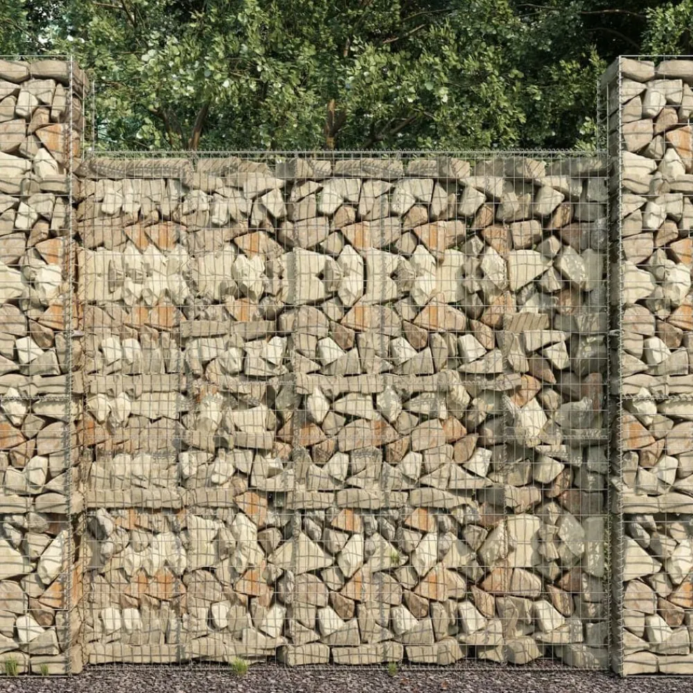 Clôtures & Barrières-vidaXL Mur en gabion avec couvercle Acier galvanisé 600 x 50 x 200 cm