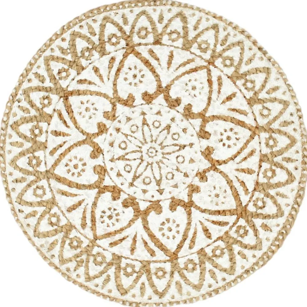 Linge-vidaXL Napperons 4 pcs 38 cm Rond Jute Blanc