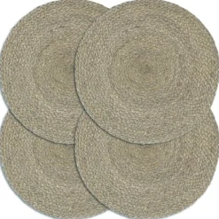 vidaXL Napperons 4 pcs Plain 38 cm Rond Jute