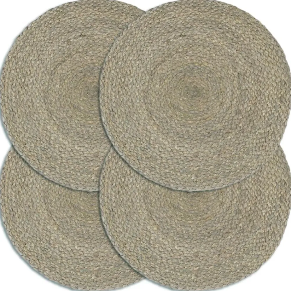 vidaXL Napperons 4 pcs Plain 38 cm Rond Jute
