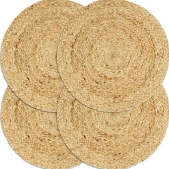 vidaXL Napperons 4 pcs Naturel Plain 38 cm Rond Jute