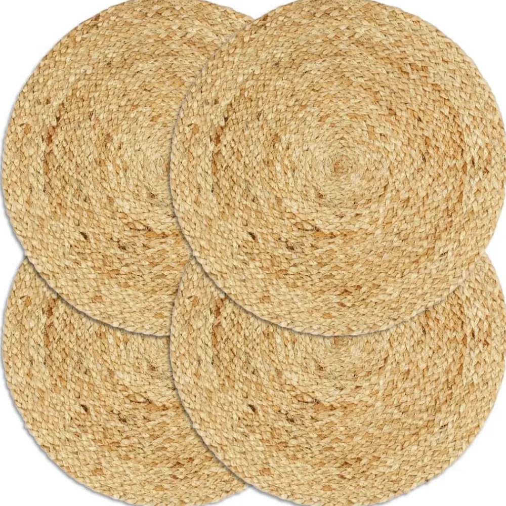 vidaXL Napperons 4 pcs Naturel Plain 38 cm Rond Jute