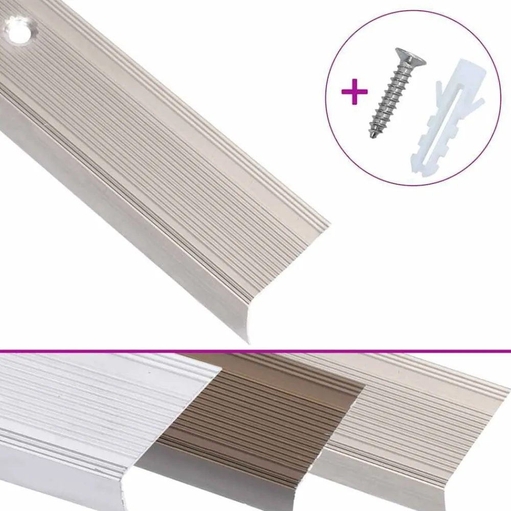 Matériaux De Construction-vidaXL Nez de marche forme en L 5 pcs aluminium 90 cm Champagne
