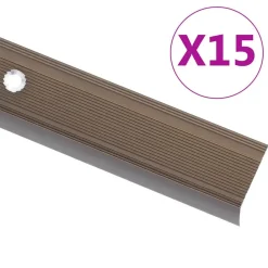 Matériaux De Construction-vidaXL Nez de marche forme en L 15 pcs aluminium 90 cm Marron