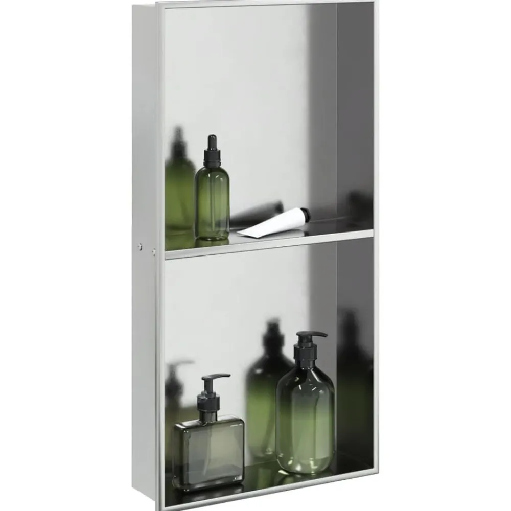 Plomberie-vidaXL Niche de douche argenté brossé 32x62x9 cm acier inoxydable