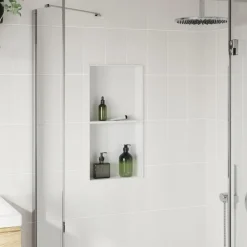 Plomberie-vidaXL Niche de douche blanc mat 32x62x9 cm acier inoxydable
