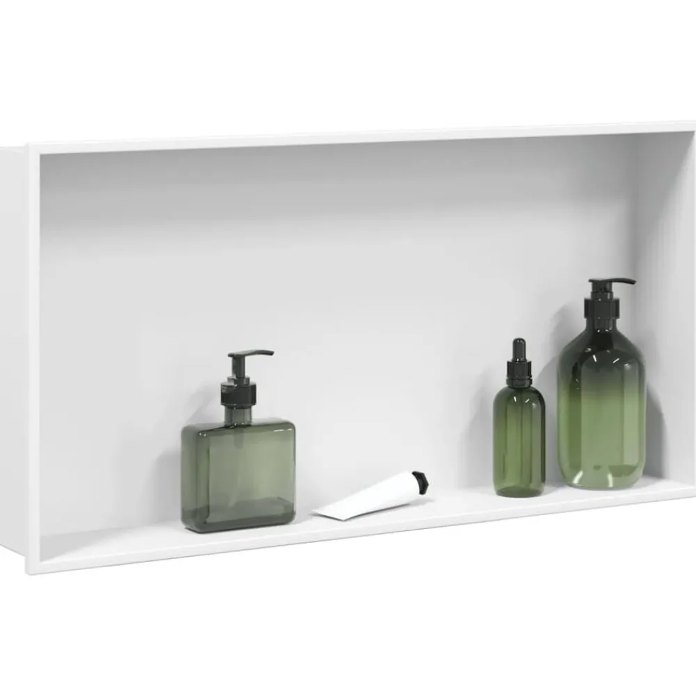 vidaXL Niche de douche blanc mat 62x32x9 cm acier inoxydable
