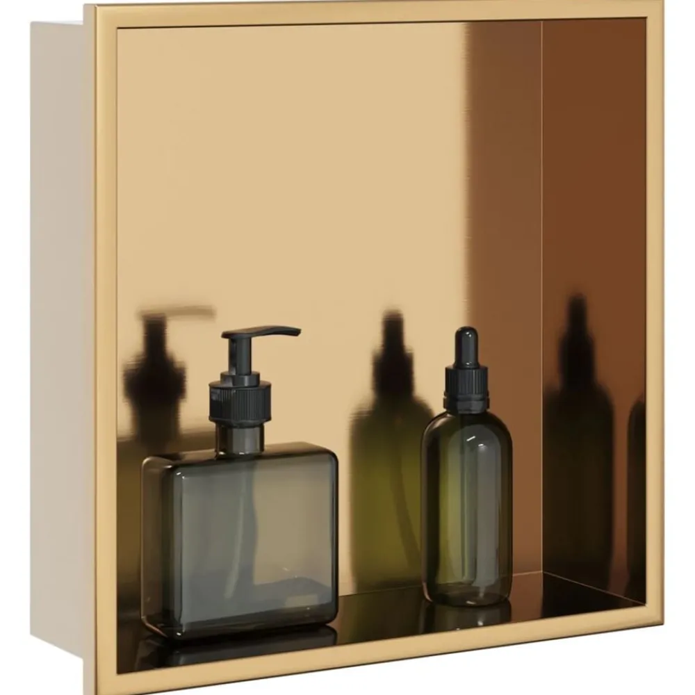 Plomberie-vidaXL Niche de douche doré brossé 32x32x9 cm acier inoxydable