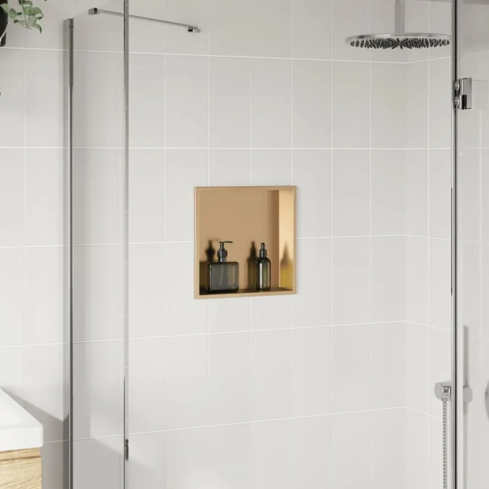 Plomberie-vidaXL Niche de douche doré brossé 32x32x9 cm acier inoxydable