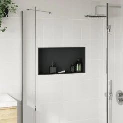 vidaXL Niche de douche noir mat 62x32x9 cm acier inoxydable