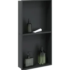 Plomberie-vidaXL Niche de douche noir mat 32x62x9 cm acier inoxydable