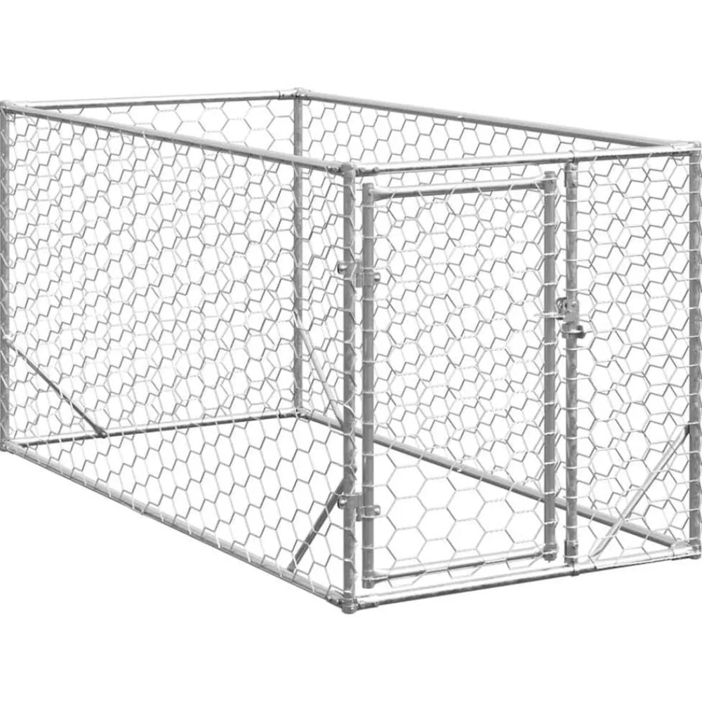 vidaXL Niche d'extérieur pour chien avec porte, 2 x 1 x 1 m, acier galvanisé