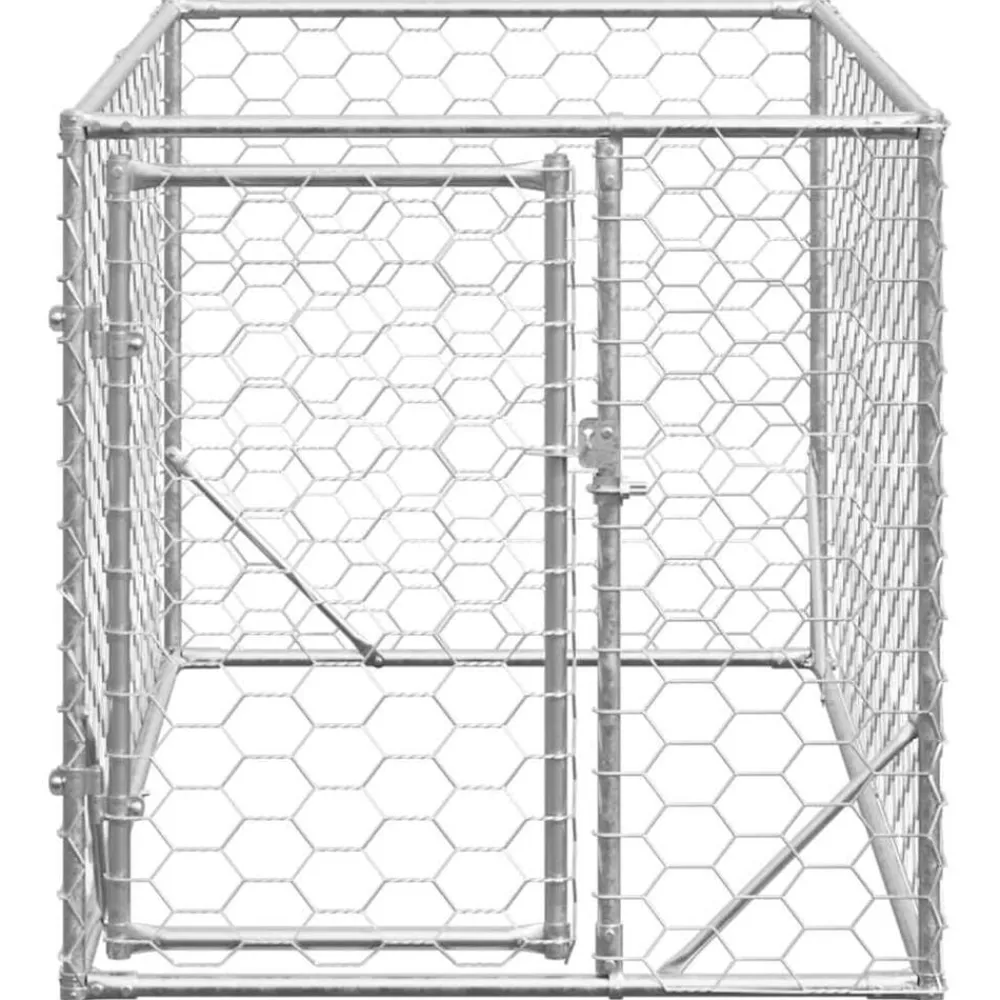 vidaXL Niche d'extérieur pour chien avec porte, 2 x 1 x 1 m, acier galvanisé