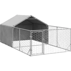 Articles Pour Animaux De Compagnie-vidaXL Niche d'extérieur pour chien enclos 4x2x1,5 m acier galvanisé