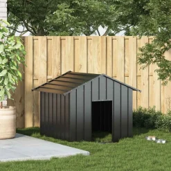 Articles Pour Animaux De Compagnie-vidaXL Niche pour chien avec toit noir 131x101x102 cm acier galvanisé Anthracite